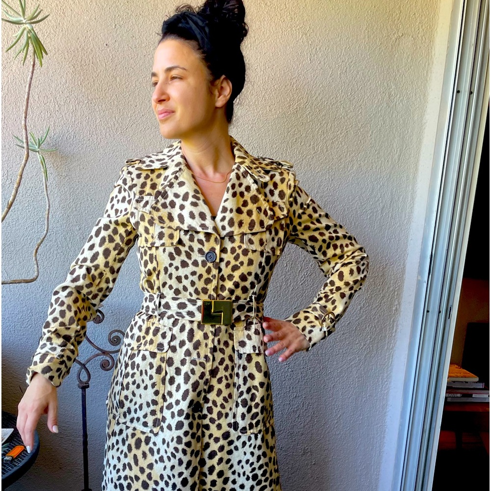 L.A.M.B. Leopard print trench fully lined with rich accents. SZ M